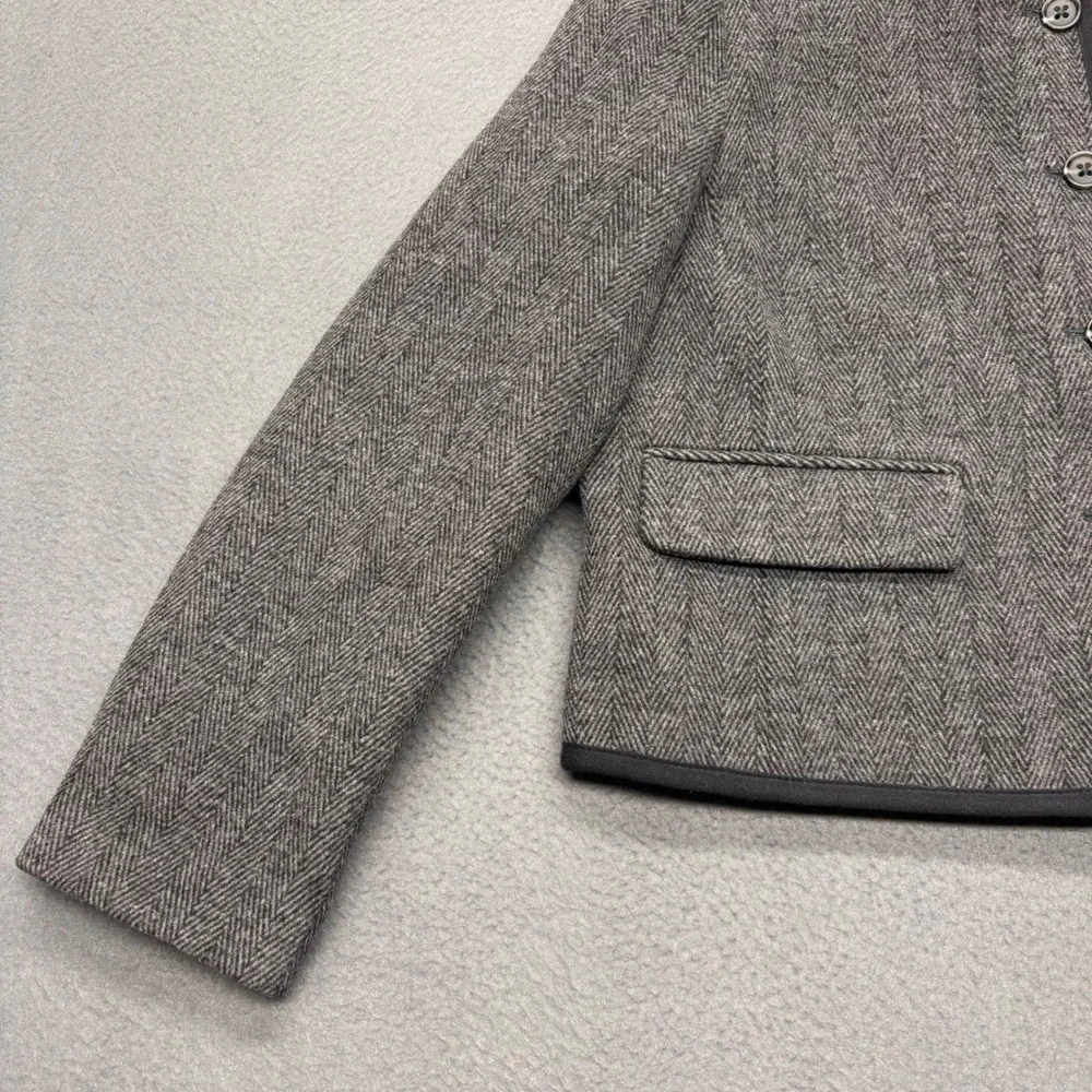 J. Crew NWT Herringbone Cropped Blazer Jacket Heathered‎ Grey Size 12P Career